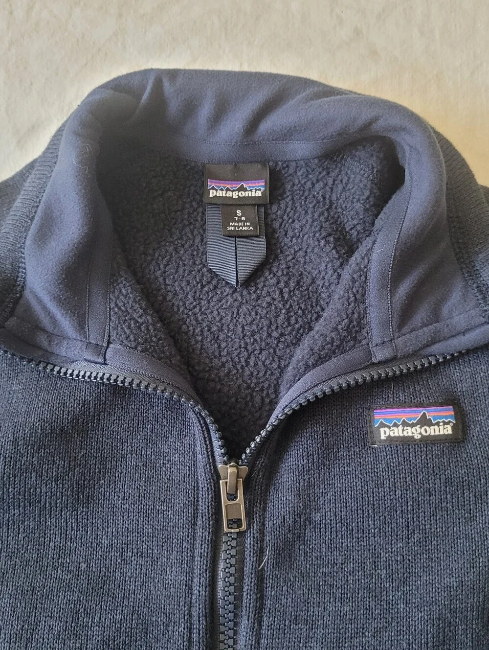 Patagonia Jacket Kids Small (7-8) Blue Well Worn Fleece Full Zip Pockets